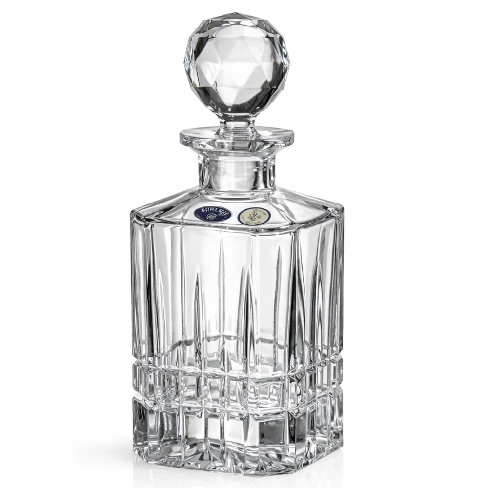 Bohemia Czech 24%‎ Lead Crystal Dover Decanter Square w Stopper